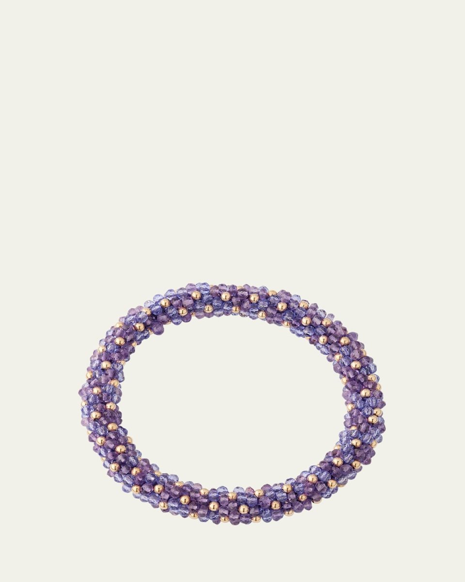 14K Gold and Amethyst Roll On Bracelet