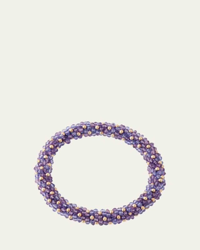 14K Gold and Amethyst Roll On Bracelet