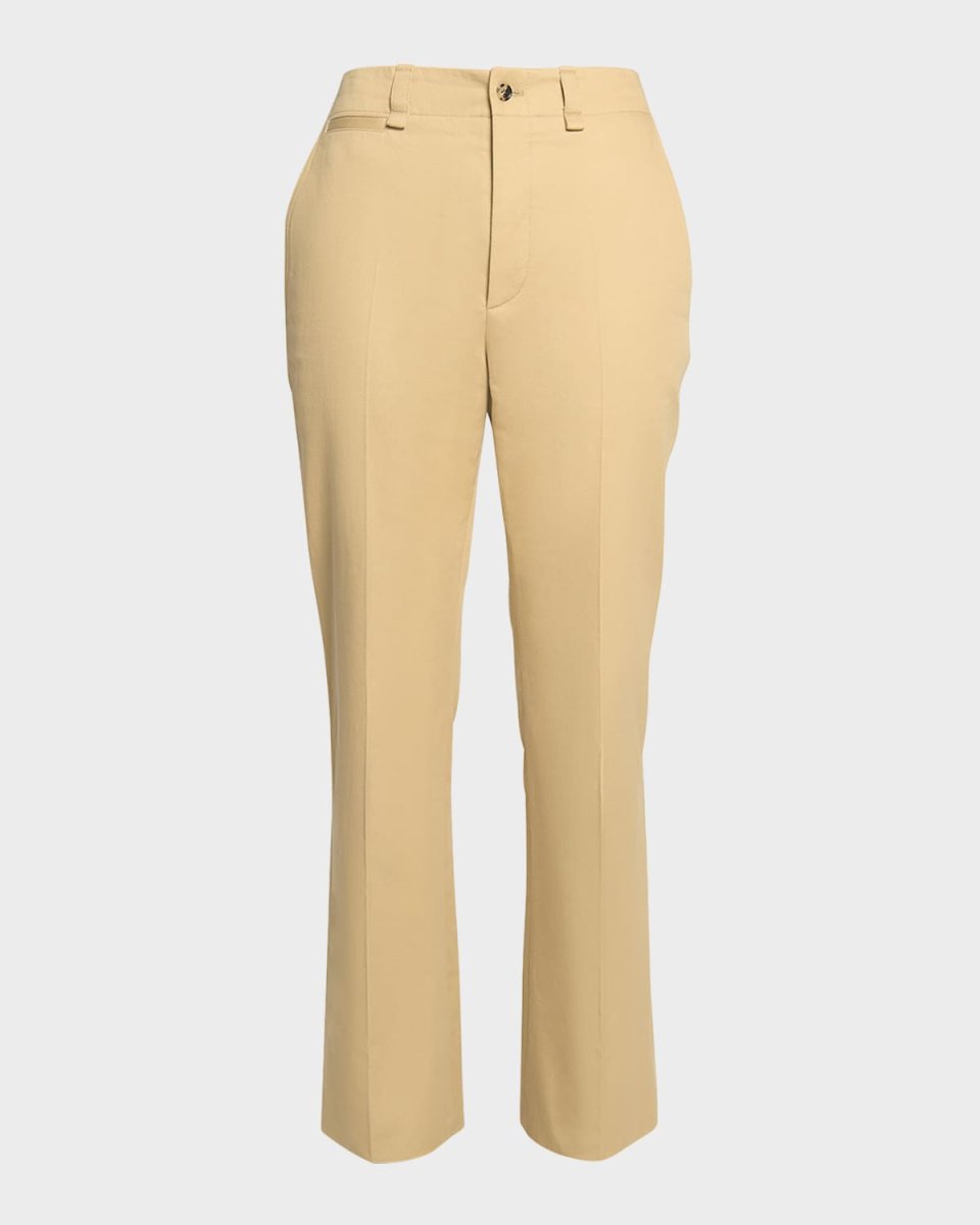 Mid-Rise Straight-Leg Ankle Cotton Pants