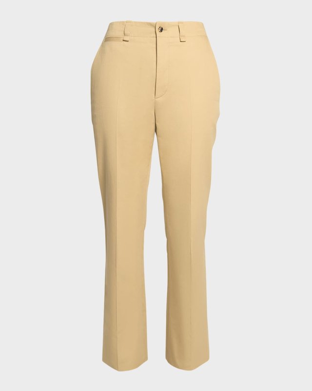 Mid-Rise Straight-Leg Ankle Cotton Pants