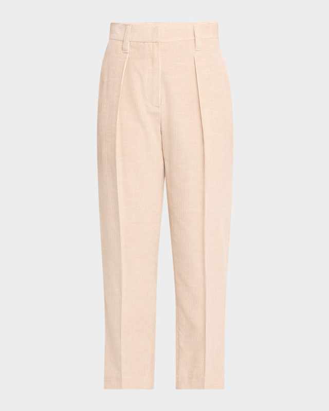 Fluid Melange Corduroy Straight-Leg Ankle Trousers