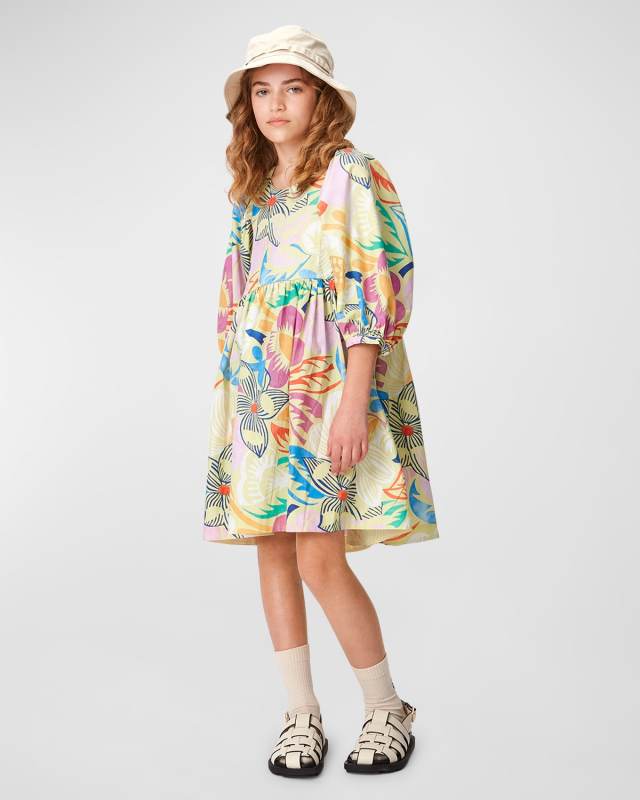 Girl's Caio Floral-Print Dress, Size 7