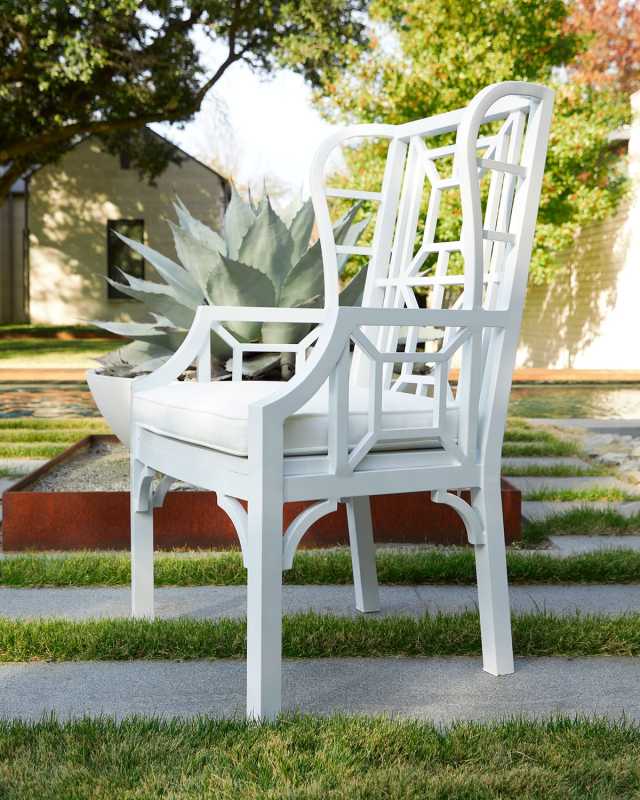 Tamsin White Chinoiserie Outdoor Wing Chair