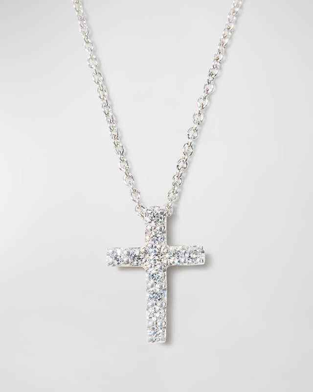 18k Small Diamond Cross Pendant Necklace
