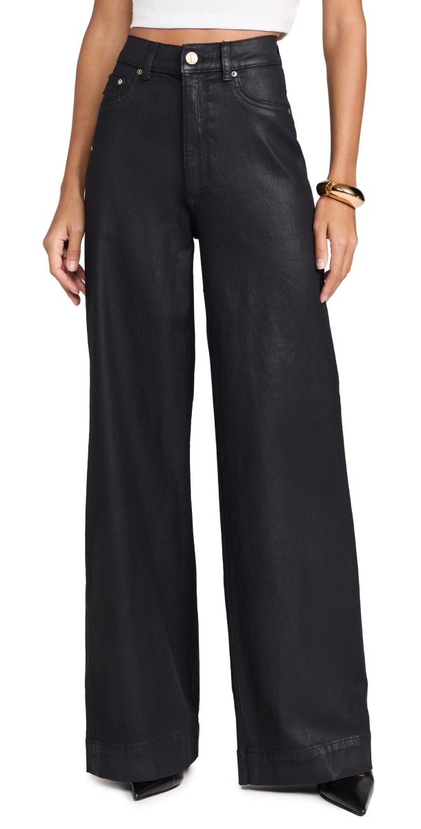 DL1961 Hepburn Wide Leg High Rise Coated Jeans Glazed Blueberry (Vintage Coat