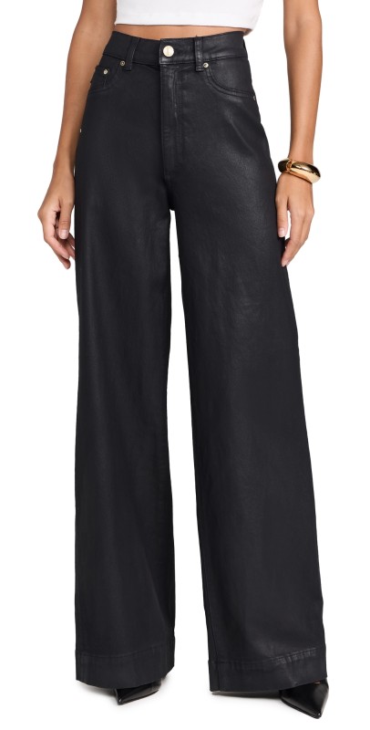 DL1961 Hepburn Wide Leg High Rise Coated Jeans Glazed Blueberry (Vintage Coat