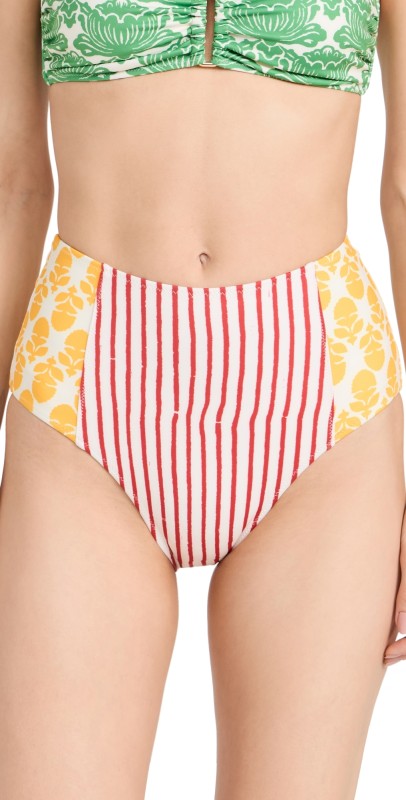 RHODE Navya Bikini Bottoms Brick Jaipur Stripe/Pali Hill