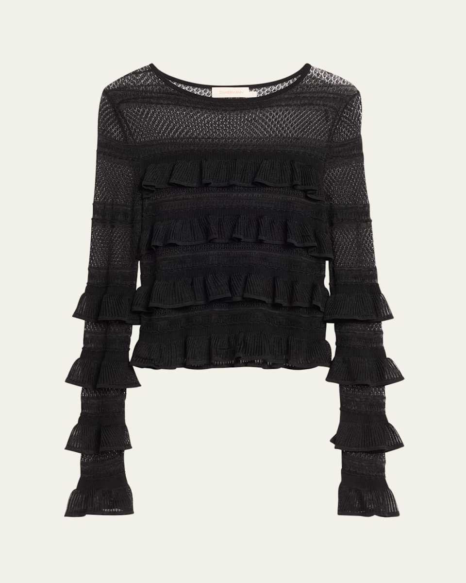 Illustration Frilled Long-Sleeve Top
