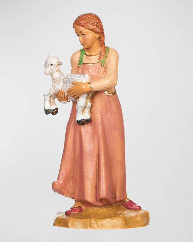 Sarah With Baby Goat Nativity Figure