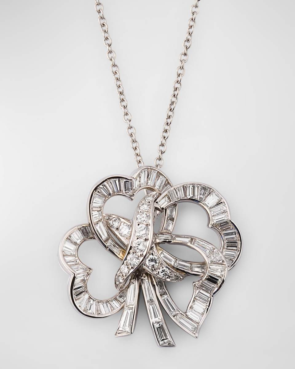Estate Love & Kisses Platinum and Diamond Heart Pendant