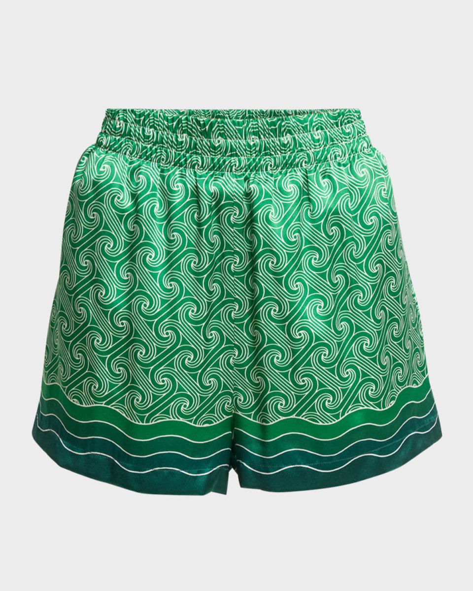 Swirl-Print Silk Shorts