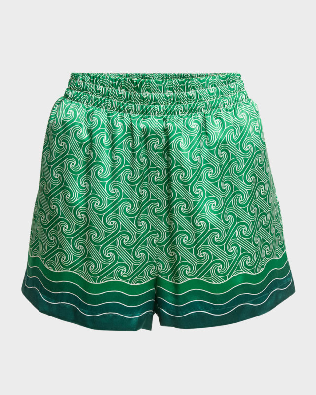 Swirl-Print Silk Shorts