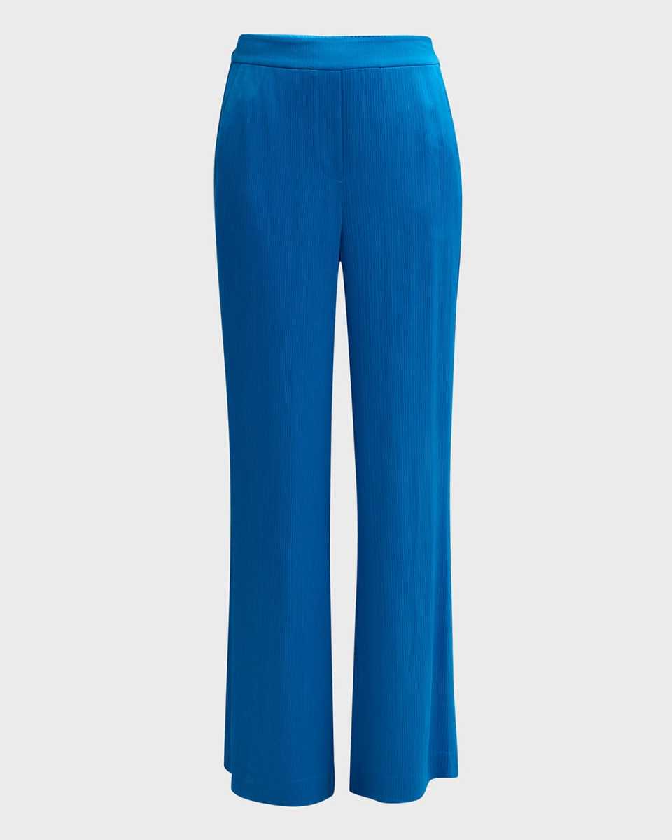 Maria Crinkled Back-Slit Straight-Leg Pants