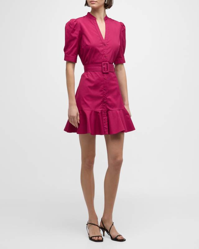 Molly Short-Sleeve Button-Front Mini Dress