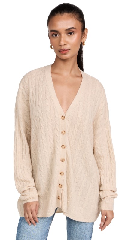 Reformation Giusta Oversized Cashmere Cardigan Eco Beige