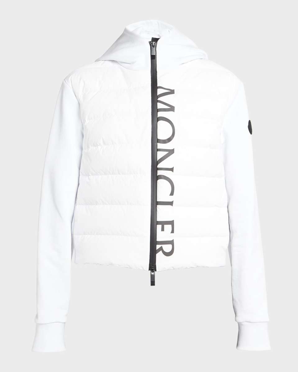 Zip-Up Puffer Cardigan with Logo Detail