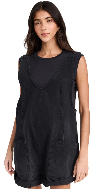Free People High Roller Shortall Overalls True North