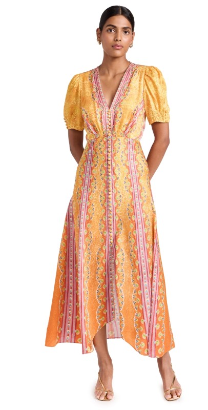 SALONI Lea Long Dress Carnival Stripe Plmt
