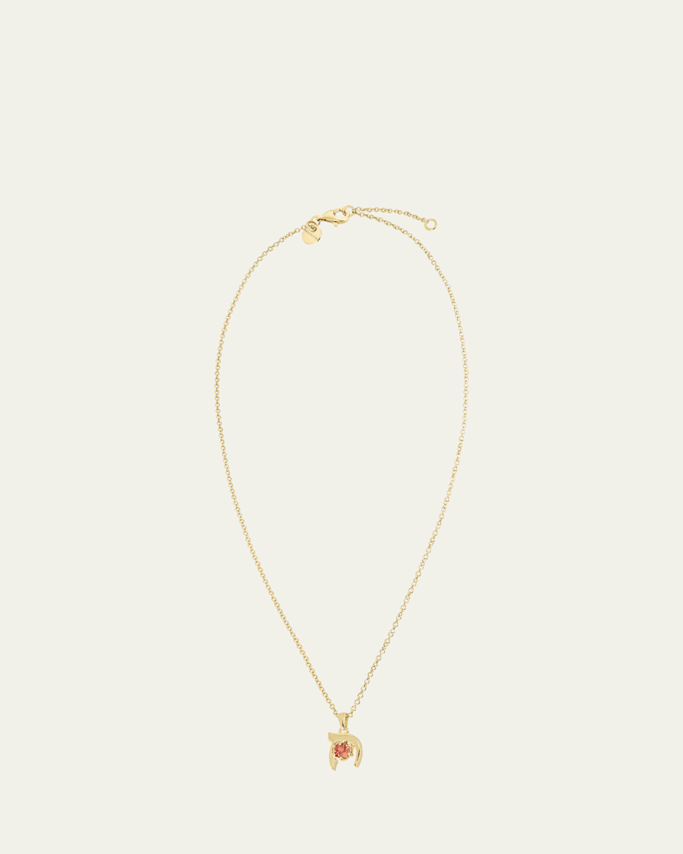 18K Gold Hebrew KHET Initial Necklace
