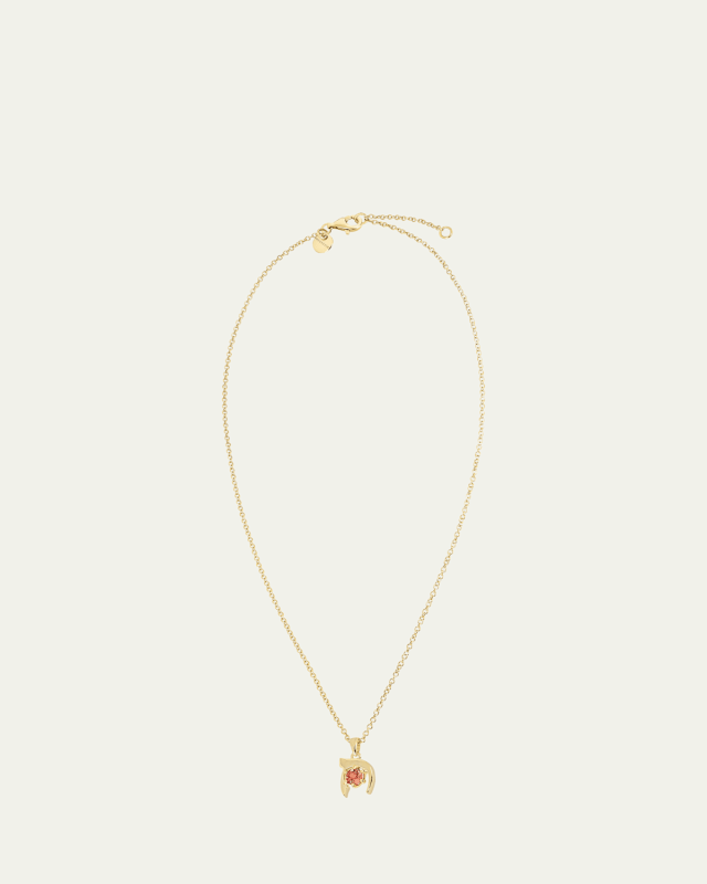 18K Gold Hebrew KHET Initial Necklace