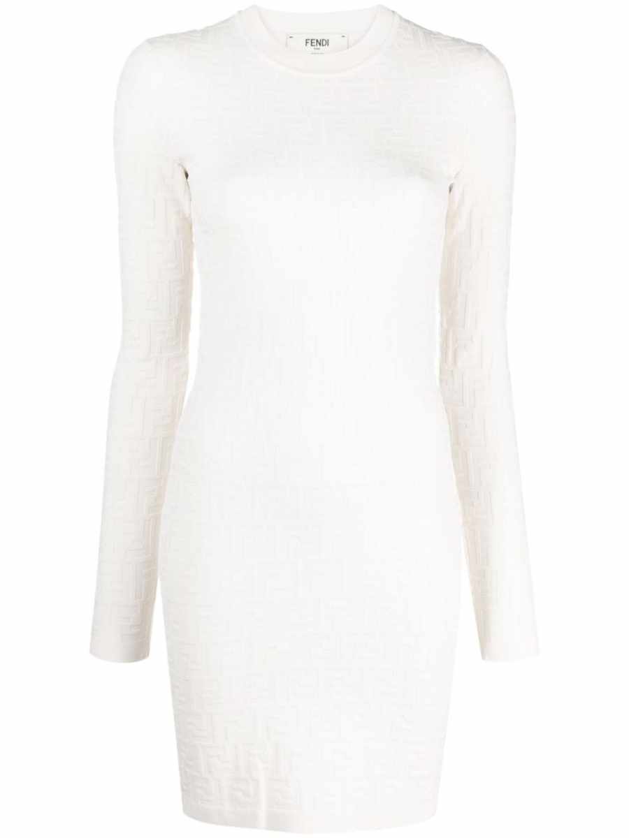 FF-pattern long-sleeve minidress