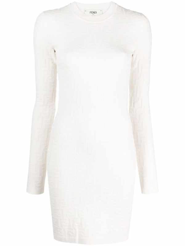 FF-pattern long-sleeve minidress