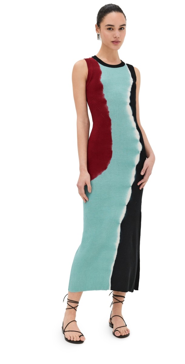 Prabal Gurung Colorblocked Ribbed Tubino Aqua Multi