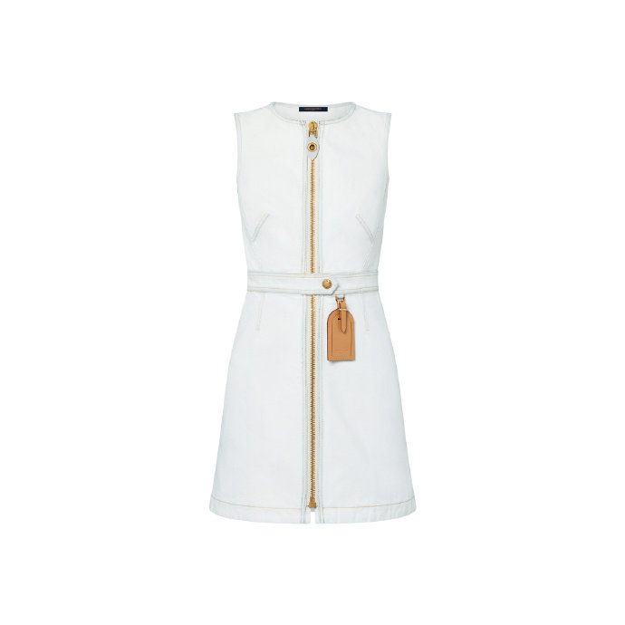 LOUIS VUITTON Bleached Denim Zip-Up Dress