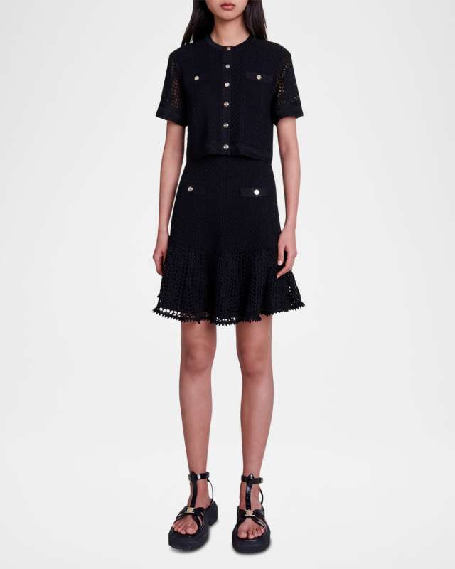 Rochelly Two-in-One Crochet Mini Dress