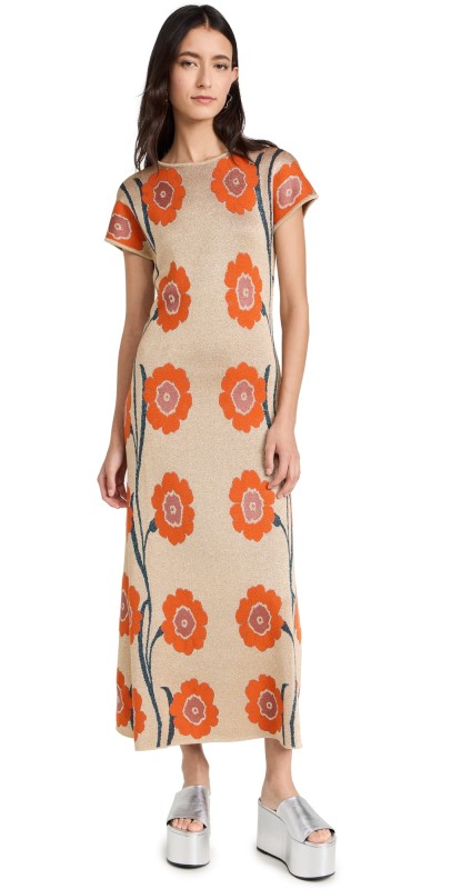 La Double J Daisy Chain Knit Dress ORO / ARANCIO / MATTONE