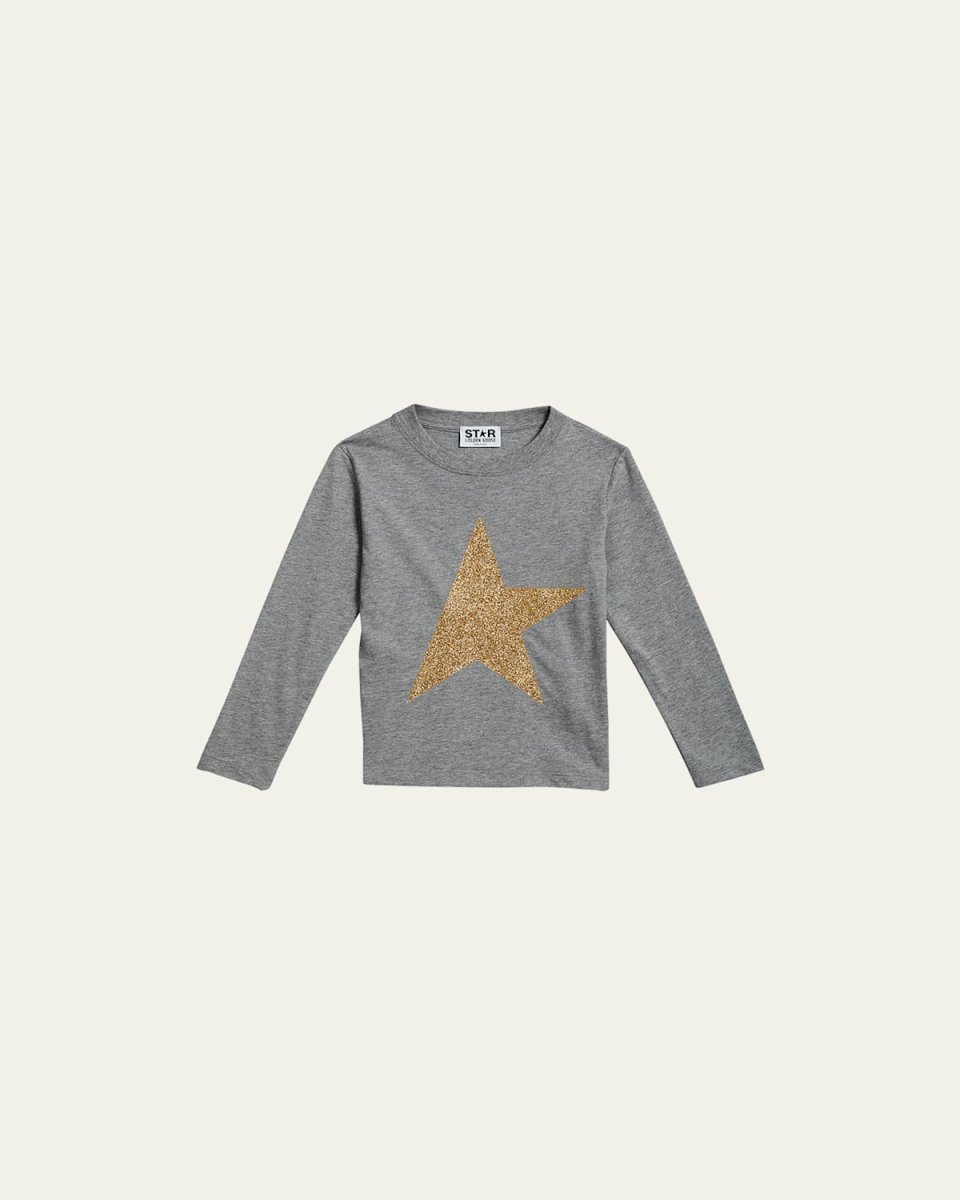 Girl's Long-Sleeve Star T-Shirt, Size 4-10