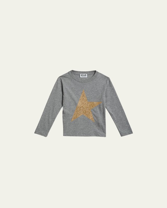 Girl's Long-Sleeve Star T-Shirt, Size 4-10