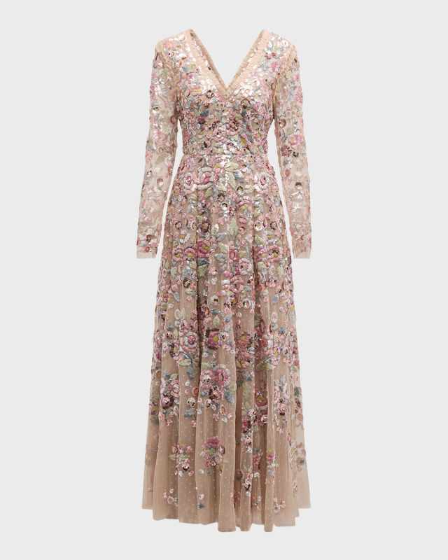 Sequin Paradise Floral Tulle Gown