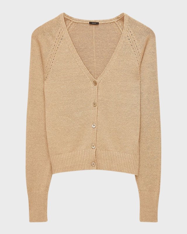 Raglan-Sleeve Button-Down Cardigan