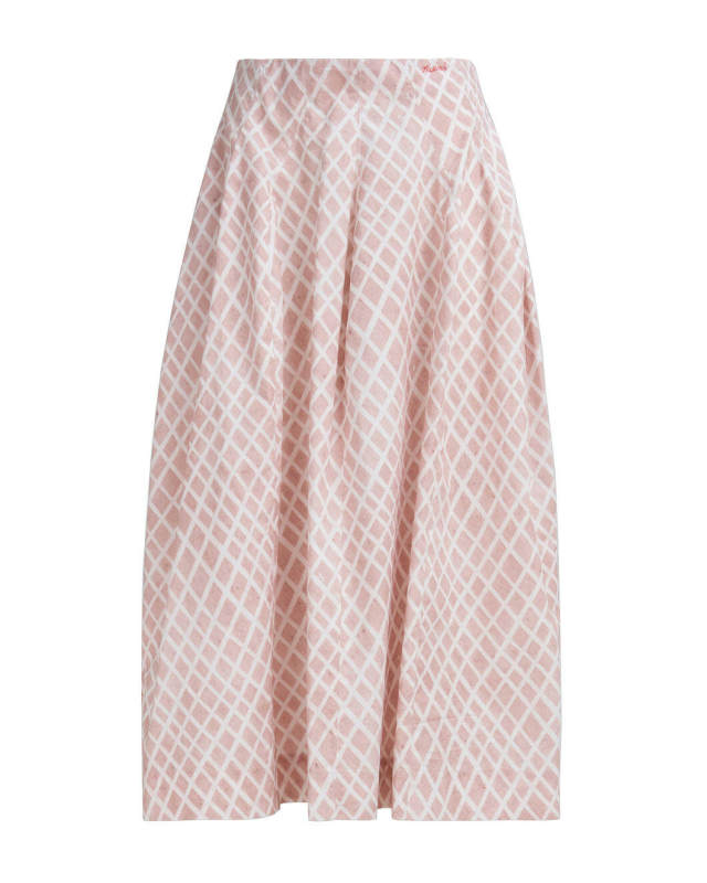 Pink Poplin Midi Skirt with Landscapes Print