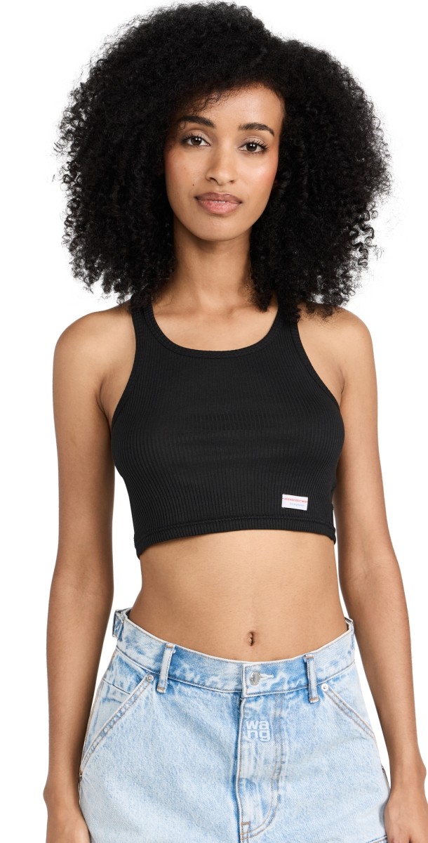 Alexander Wang Womens Cropped Classic Racer Tank White