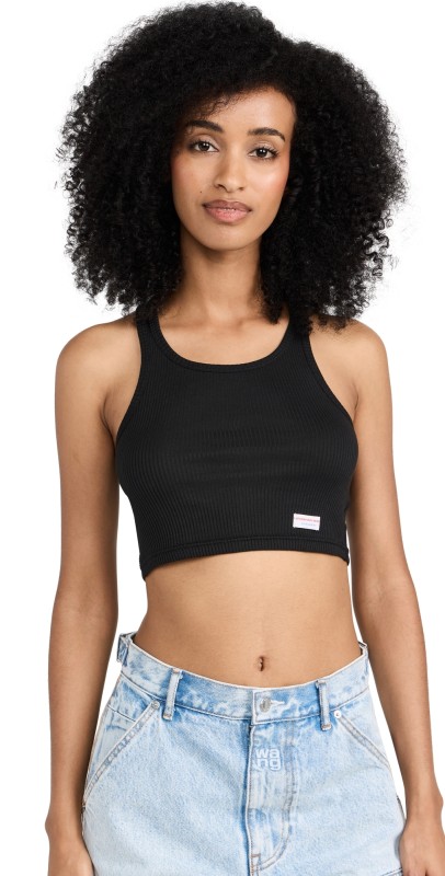 Alexander Wang Womens Cropped Classic Racer Tank Black