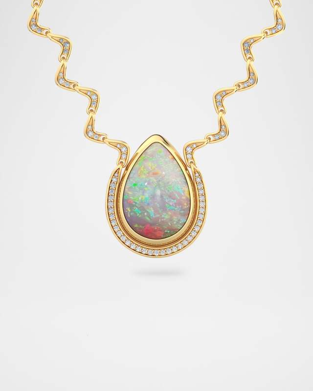 18K Gold Victoria Opal Pendant Necklace with Diamonds