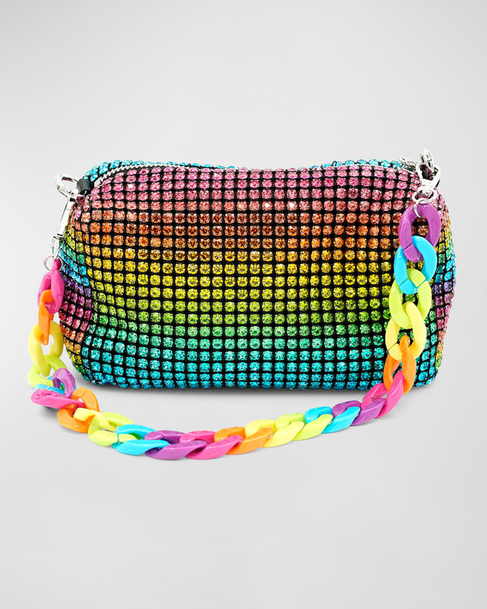 Girl's Rainbow Crystal Bag W/ Acrylic Chain Strap