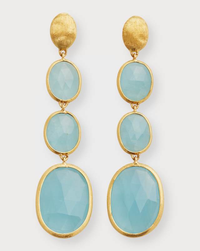 18K Yellow Gold Aquamarine Drop Earrings