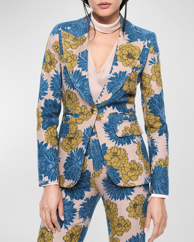 Hutton Tailored Floral Cutaway Blazer