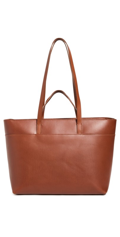 Madewell The Zip-Top Essential Tote in Leather Warm Cinnamon