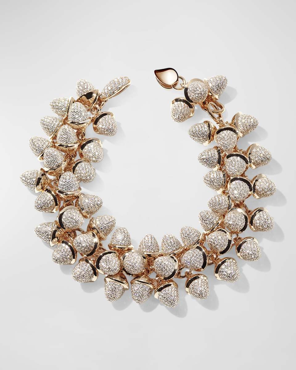 Mikado Flamenco 18K Rose Gold Bracelet with Pave Diamonds