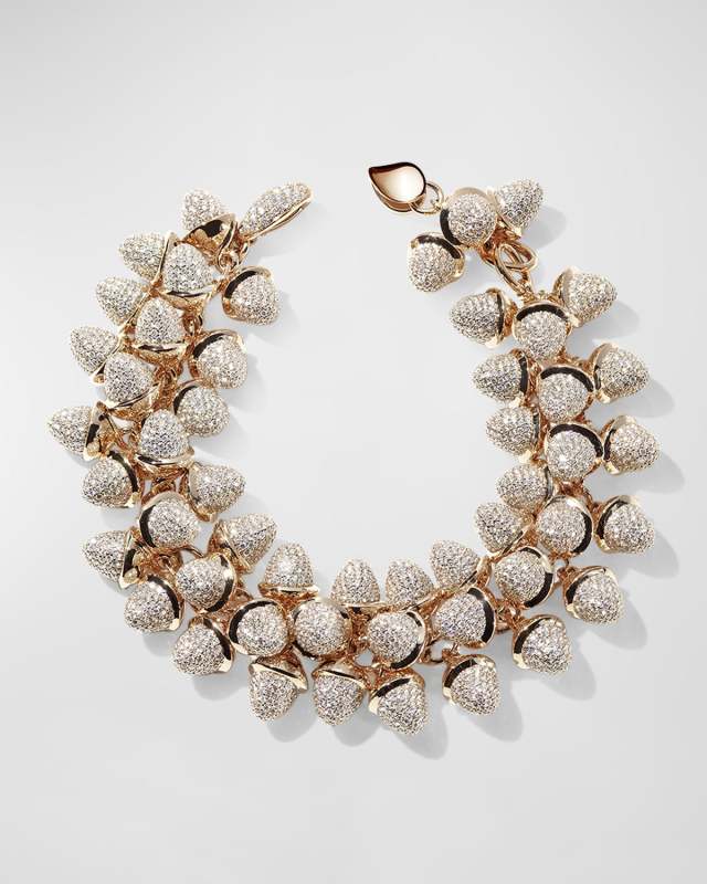 Mikado Flamenco 18K Rose Gold Bracelet with Pave Diamonds