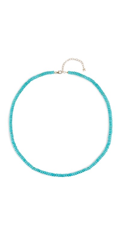 Mateo Turquoise Beaded Necklace - 4mm Beads 14kt Yellow Gold
