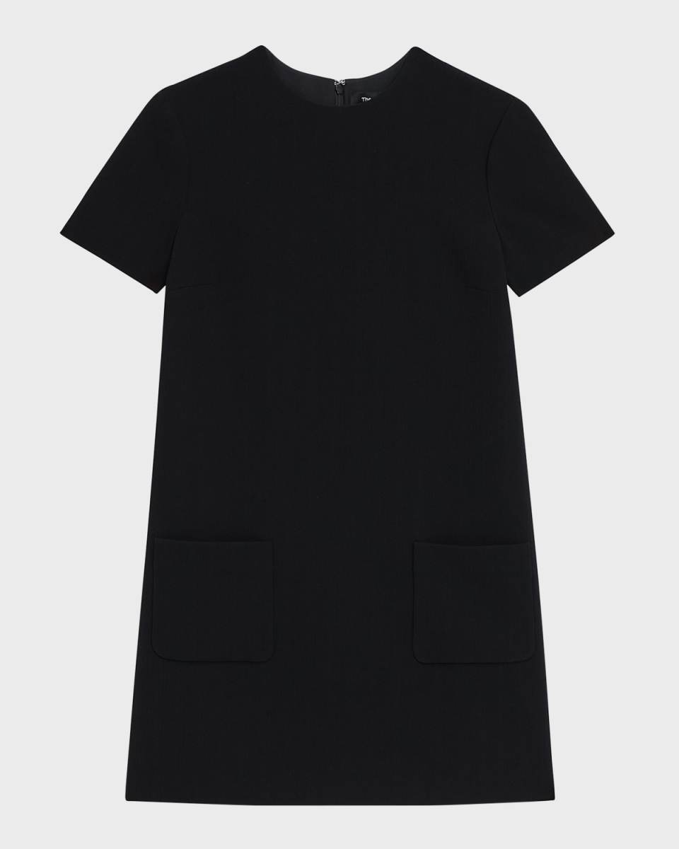 Admiral Stripe Short-Sleeve Pocketed Mini Shift Dress