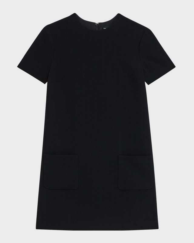 Admiral Stripe Short-Sleeve Pocketed Mini Shift Dress