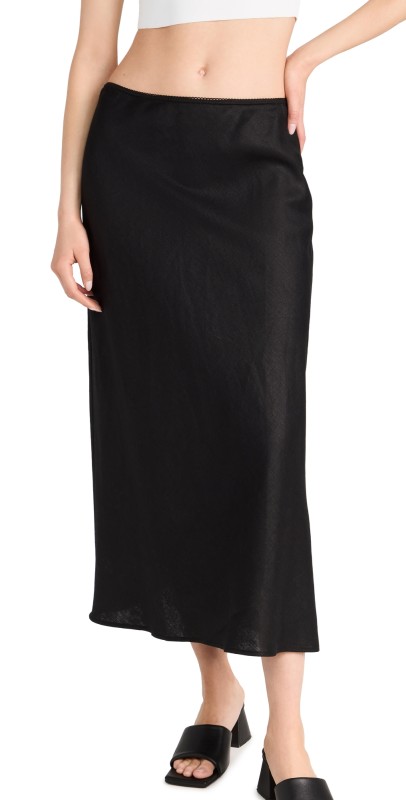 Reformation Layla Linen Skirt Black