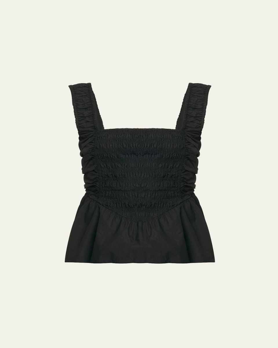 Organic Cotton Poplin Smock Strap Blouse