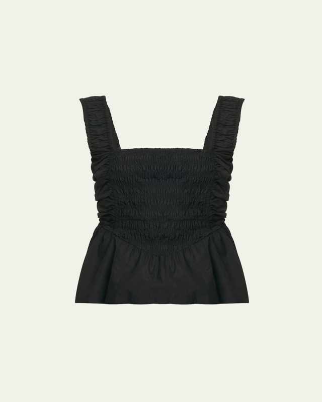 Organic Cotton Poplin Smock Strap Blouse